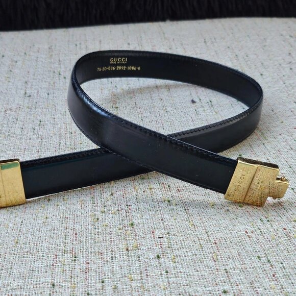 Vintage Gucci Ladies Belt Black Genuine Leather Waistband Size 25 Made in Italy - Picture 9 of 10